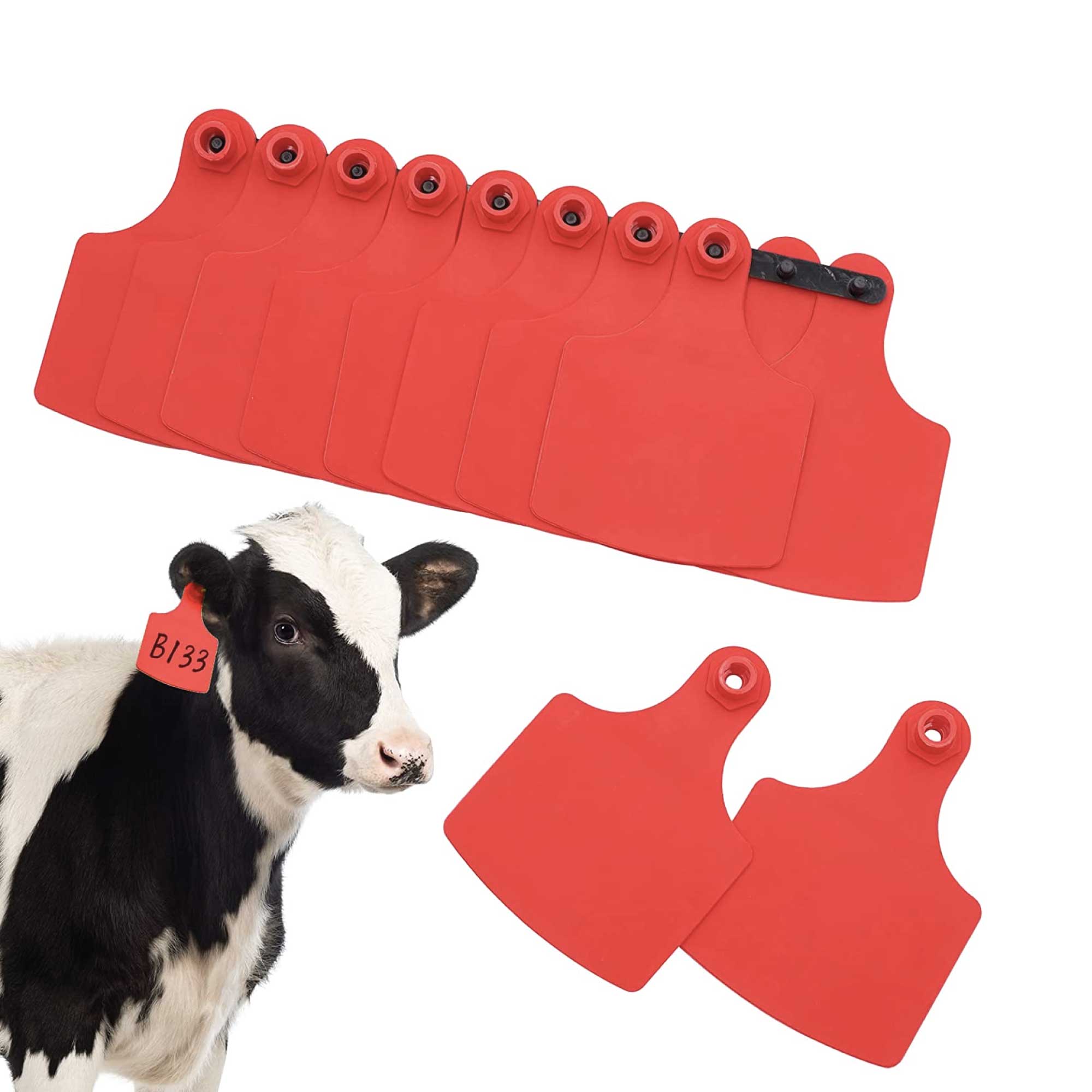 100x Cattle Ear Tags Set - 7.5x10cm XL Red Blank Pig Cow Sheep Livestock Label — image 3