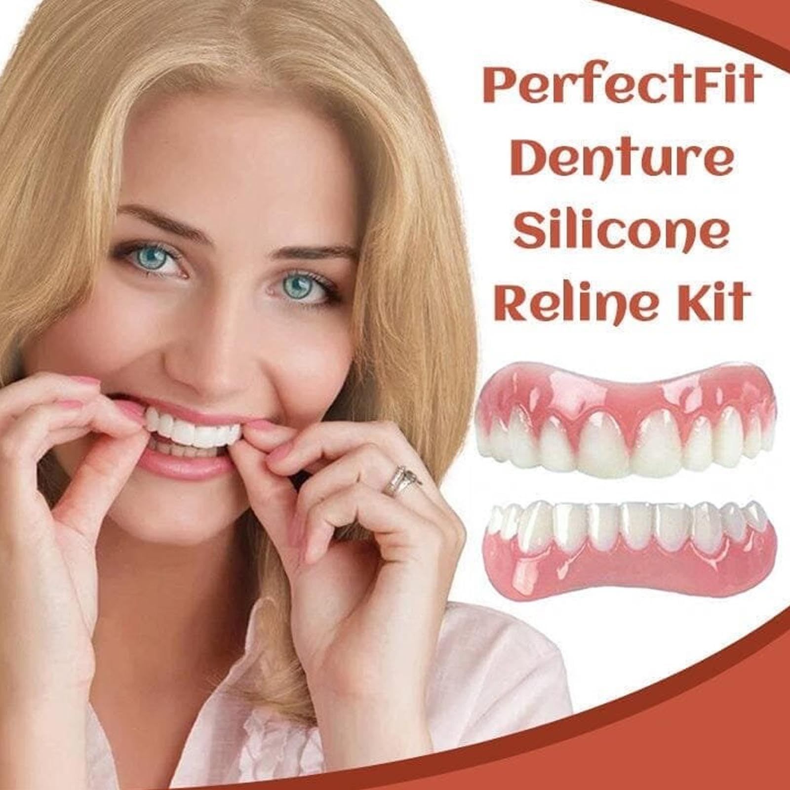 2pcs Silicone Reline Kit, Nature and Comfortable, Teeth Veneers for Men and Women(Upper teeth set)Instant Smile Upper Veneer â image 4