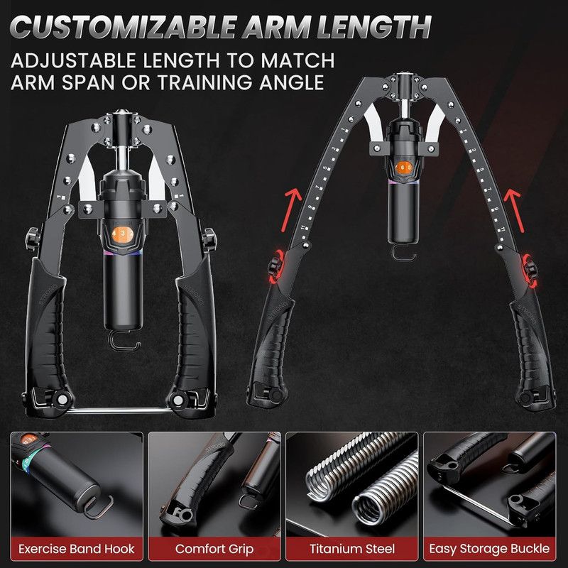 Twister Arm Trainer, 3 in 1 Hydraulic Power Chest Workout Equipment with Ab Roller Wheels and Hooks, Adjustable 22-440lbs Arm Trainer for Men Women, Home Gym β image 4
