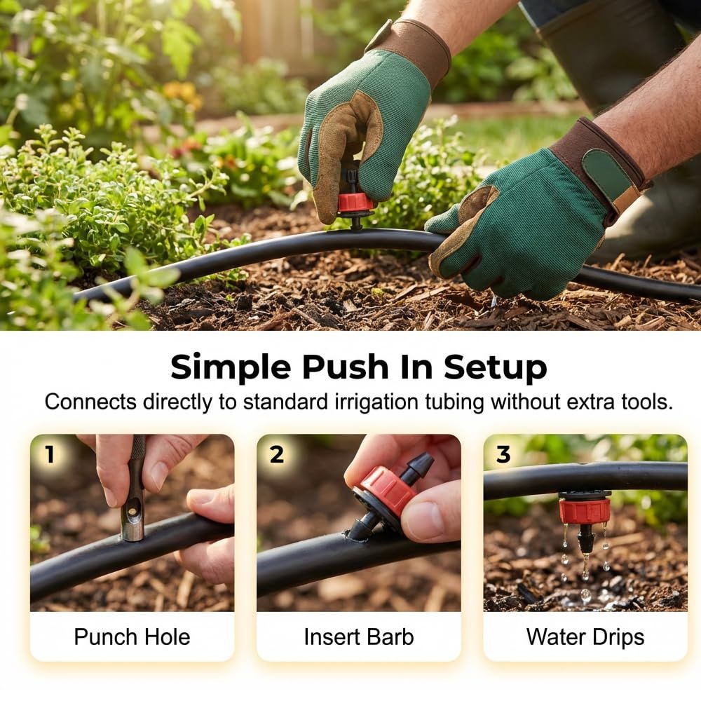 1 GPH Pressure Compensated Drippers Flow for Garden System, 2026 New Self-Cleaning Constant Flow Drippers Drip Irrigation Emitters System for 1/4 Inch Drip — image 4