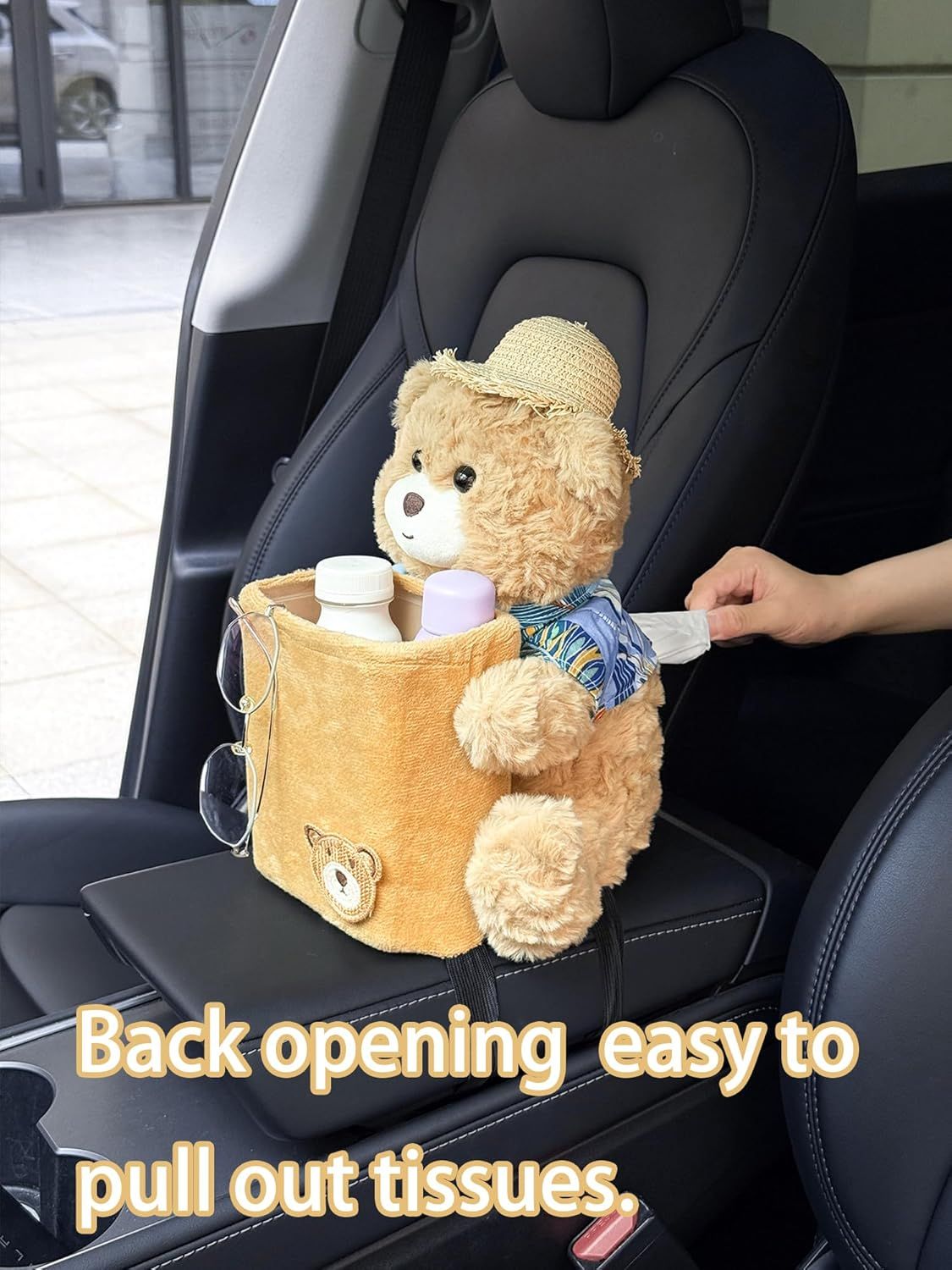 Cute Plush 2 in 1 Car Tissue Box and Trash Can Teddy Bear Tissue Box Plush Animals Cute Holder Plushie Multifunctional Organizer Creative Accessories for — image 3