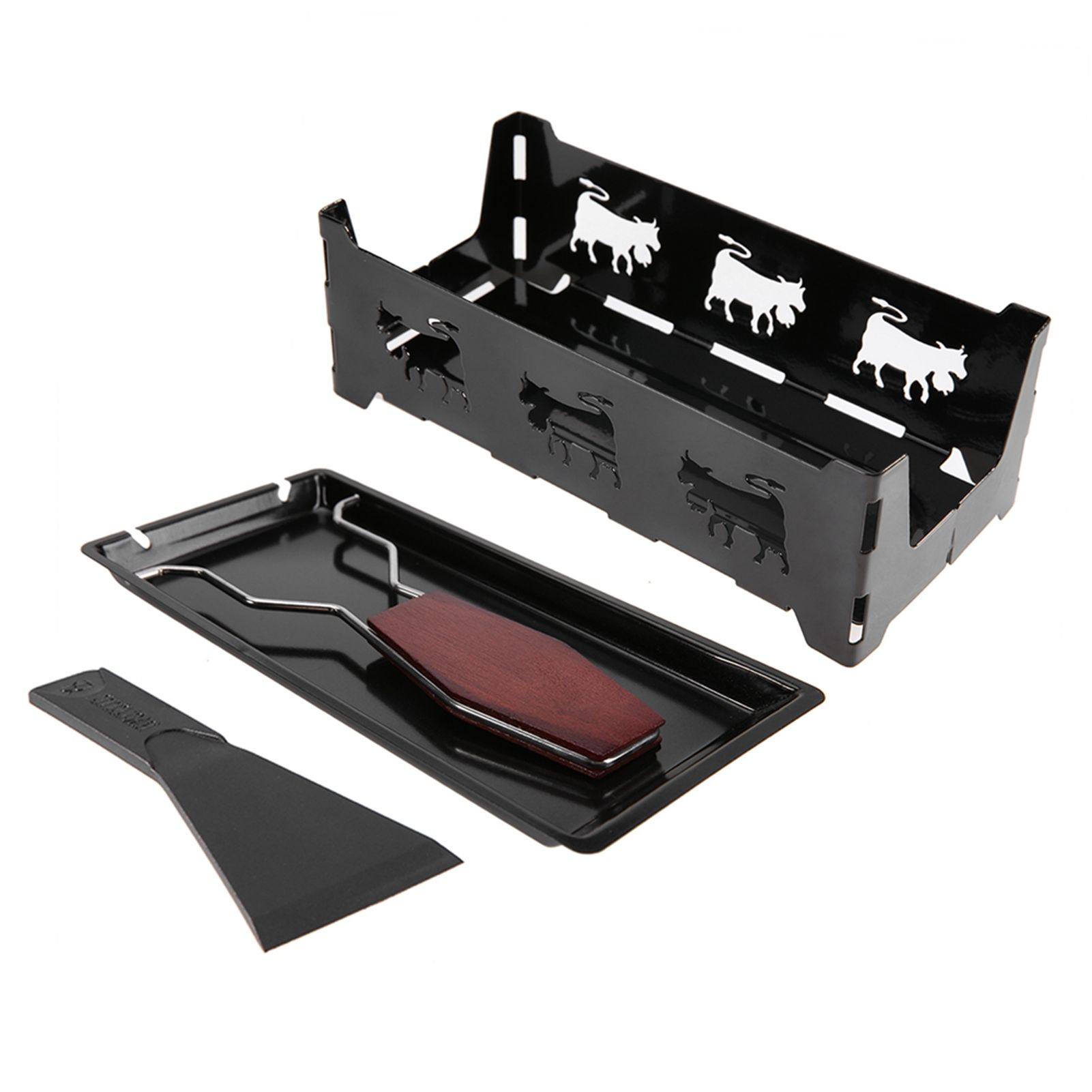 Portable NOn Stick Cheese Raclette Rotaster Baking Tray Stove with Wodd Handle Grilling Tool โ image 2