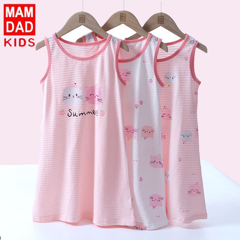 KIDS MAM&DAD Girls Bamboo Cotton Sling Skirt 100% Cotton White Cat 110cm โ image 3