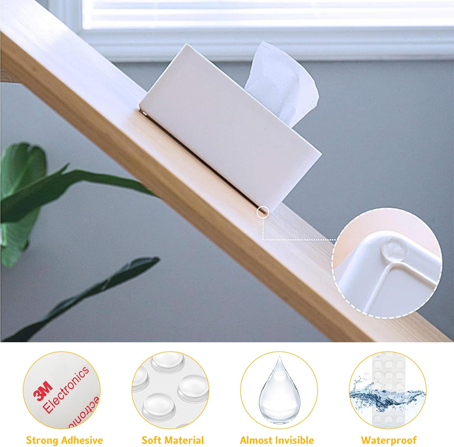 Cabinet Door Bumpers 192 Pcs Self Adhesive Sound Dampening Bumpers Pads, Clear Round Rubber Feet for Surface Protection and Furniture Noise Reduction, Drawers โ image 3