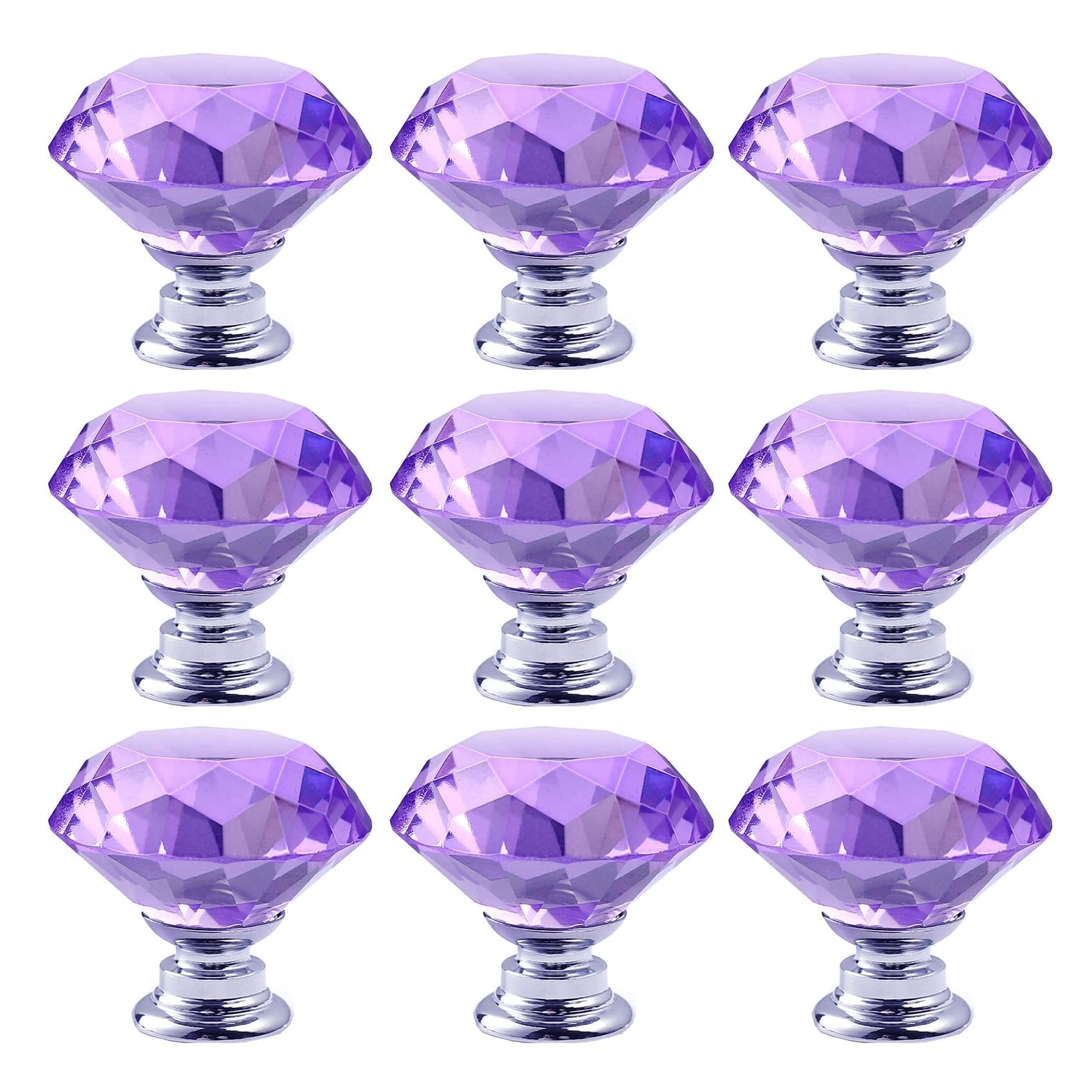 10 PCS-purple Crystal Glass Cabinet Knobs, Dresser Drawer Furniture Door Knob Pulls Handles for Kitchen, Wardrobe and Cupboard โ image 3