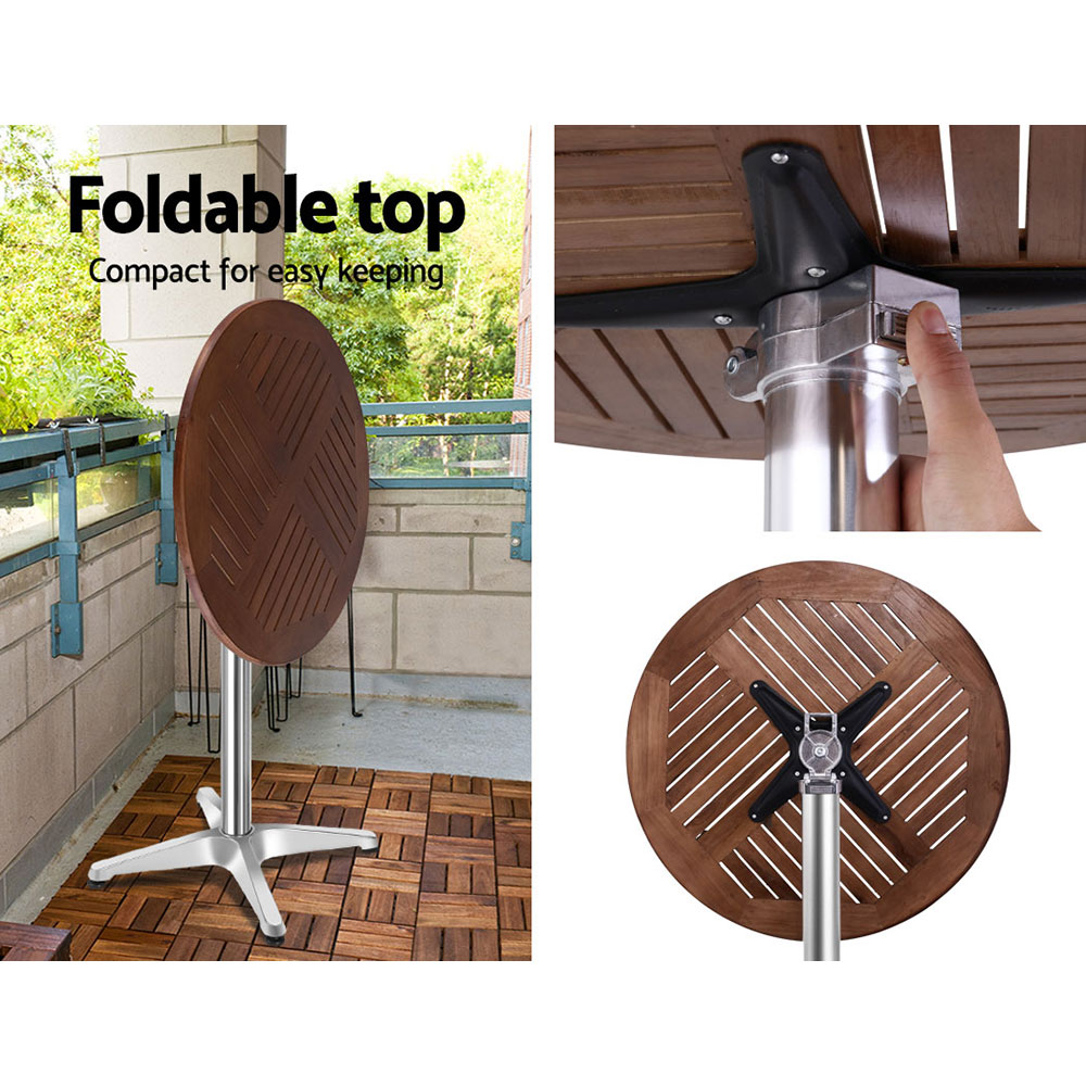 Gardeon Outdoor Bar Table Wooden Cafe Table Aluminium Pole Round โ image 6