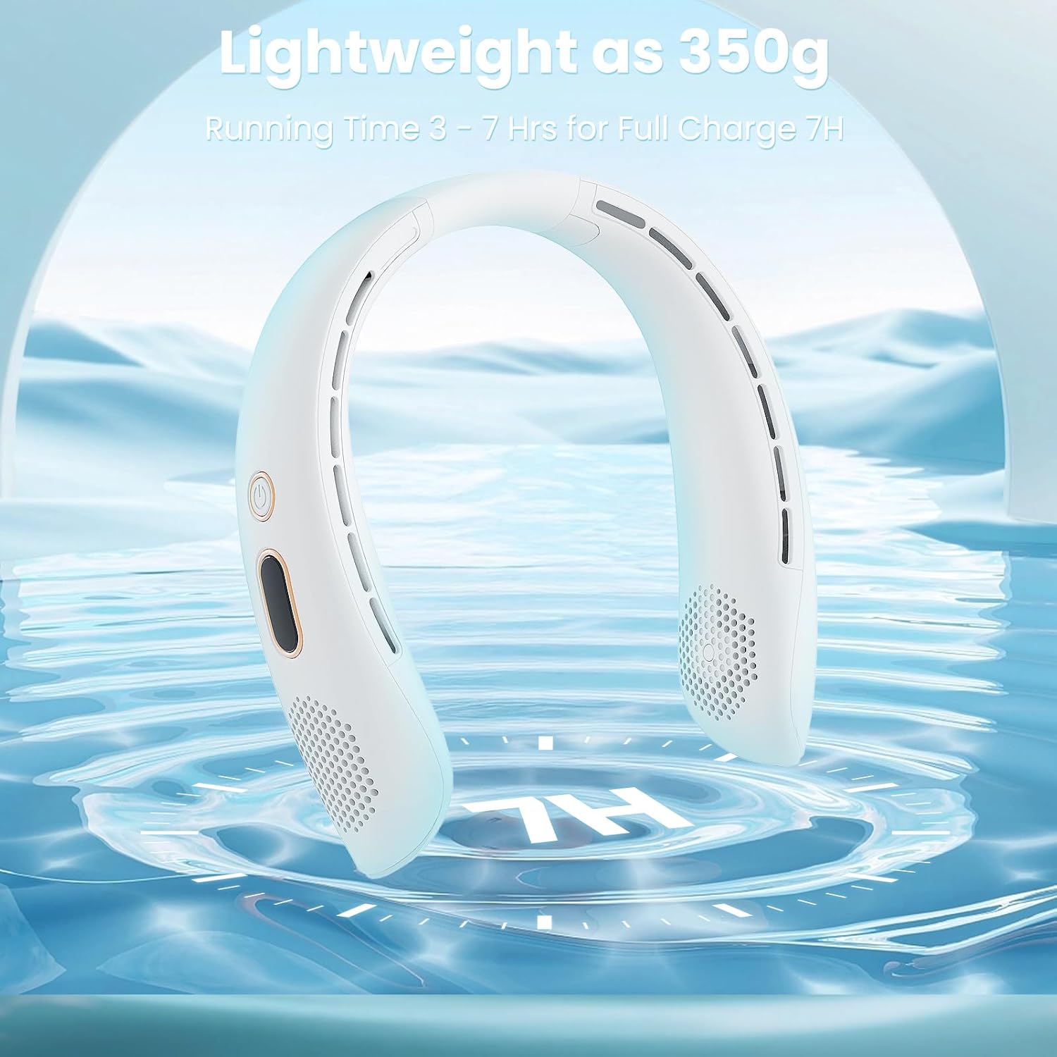 Portable Neck Fan, Hands Free Bladeless Neck Fan Rechargeable 3 Speeds & LCD Display, Battery Operated Wearable Personal Fan, 360° Cooling Hanging Neck Fan for — image 5