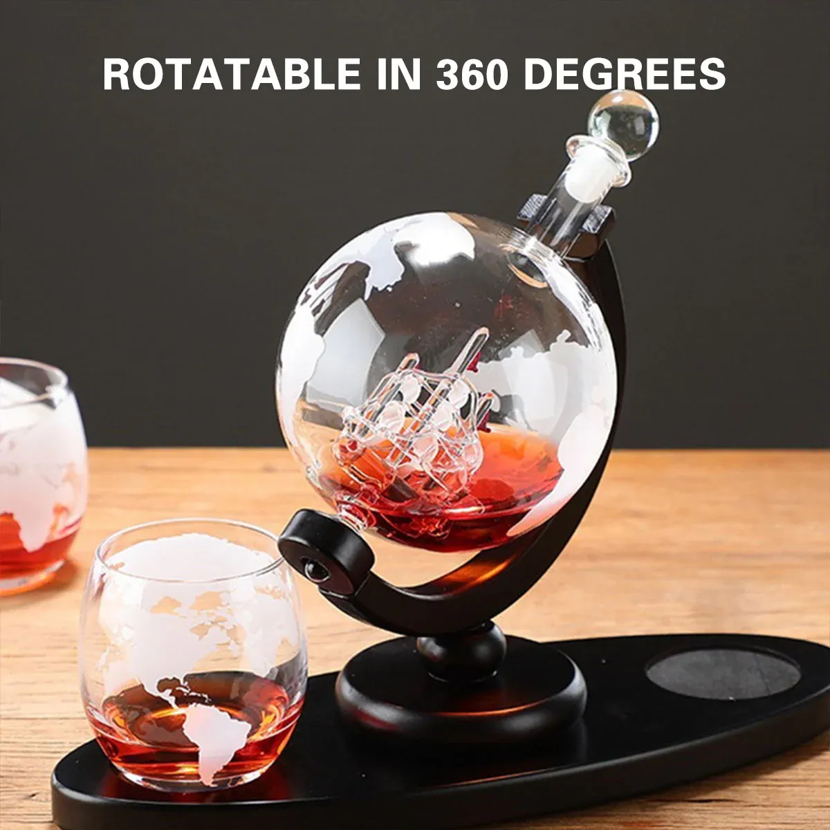 Globe Wine Decanter Glass Bottle Divider Whisky Liquor Dispenser For Home Bar — image 4