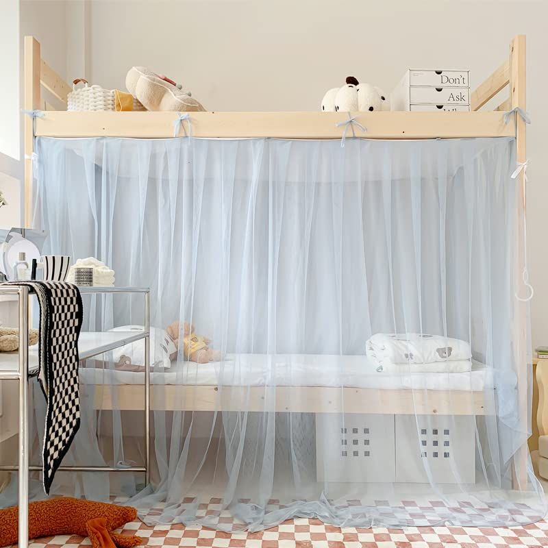 Bed Curtains Student Dormitory Mosquito Net 4 Corner Post Bed Canopy for Kid Teens Dustproof Loft Bed Curtains โ image 2