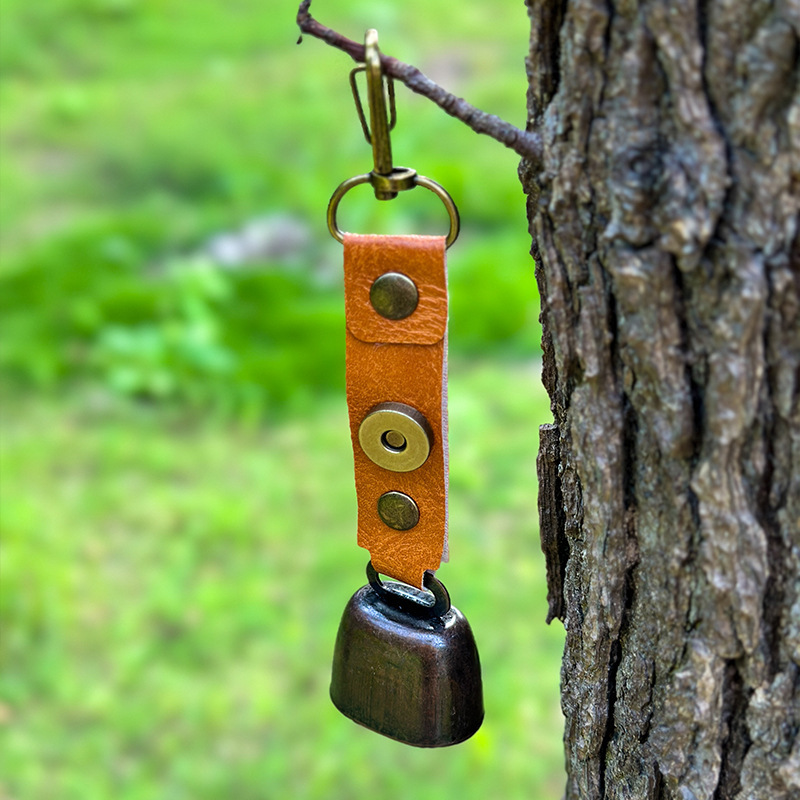 4-Pack Caramel Color Bear Bell & Anti-Lost PU Keyring Accessory(14 x 3.5 x 2.5CM) - Magnetic Silencing Design, Outdoor Safety Alarm for Hiking โ image 4