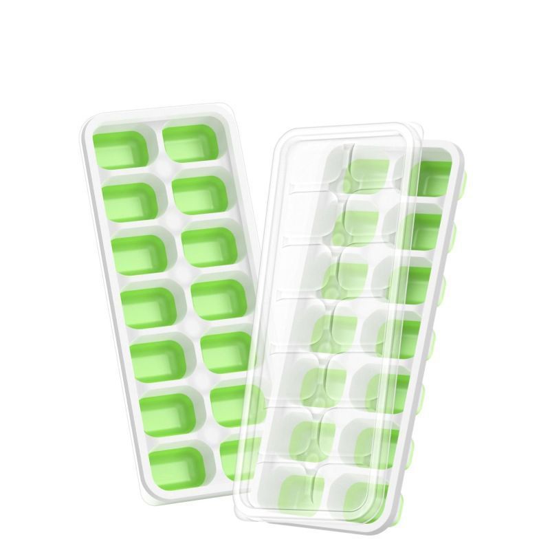 6Pcs 14-Grid Square Silicone Ice Cube Trays, Soft Bottom Ice Molds — image 4