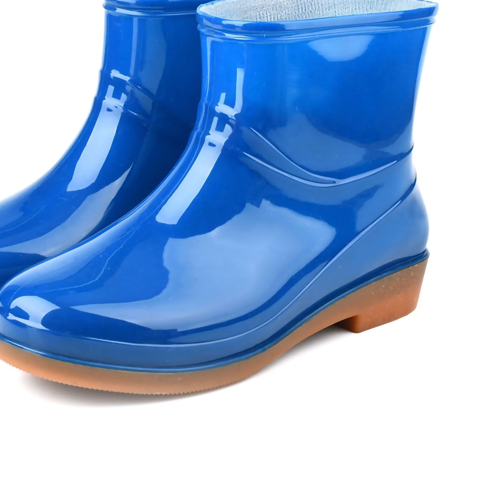 Womens Rain Boots Fashion Antiskid Short Rain Boot Round Head Radian PVC Plastic Rain Boots Blue 39 โ image 5