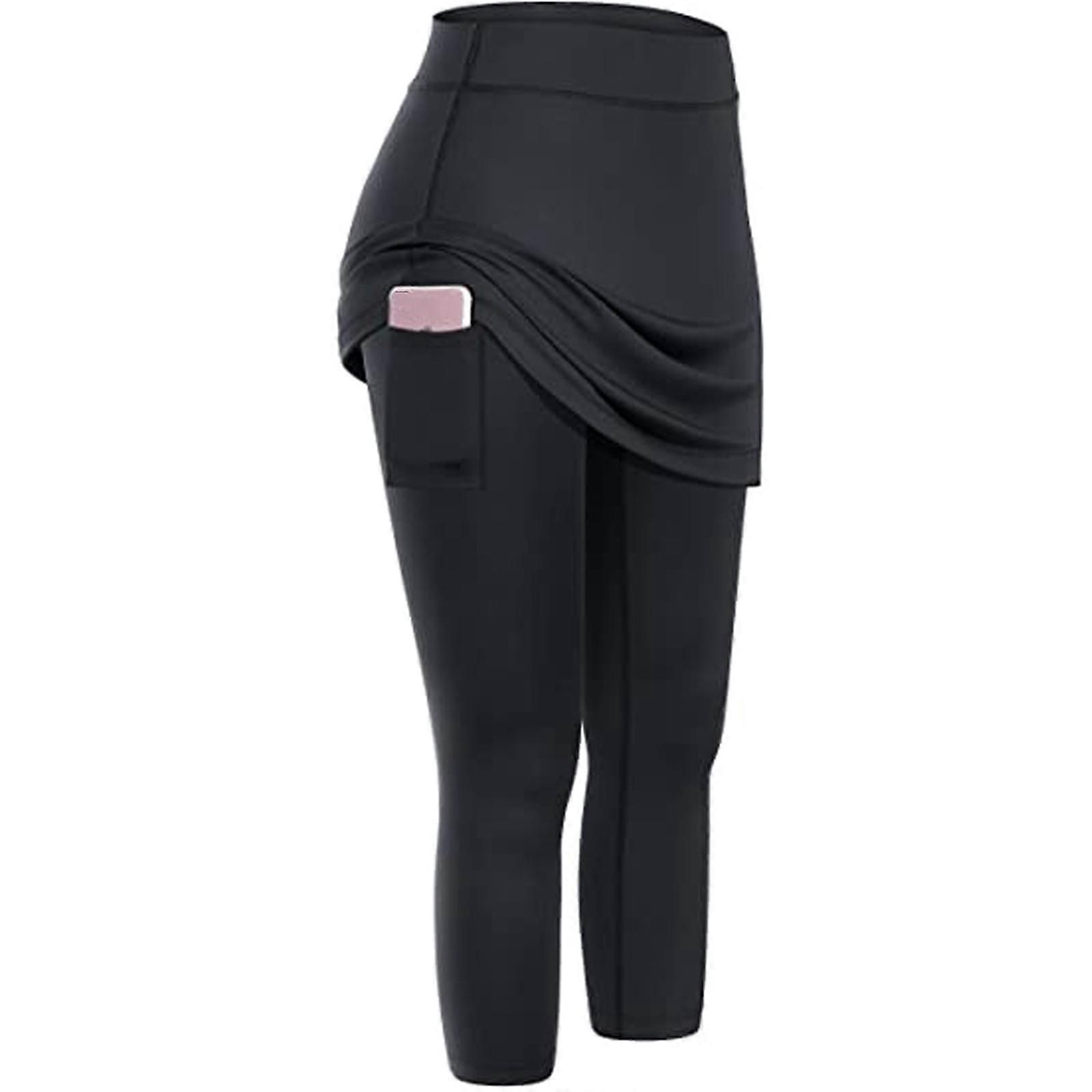 Women's High Stretch Yoga Pants Side Pocket Sports Running Fitness Casual Workout Pants - Black S