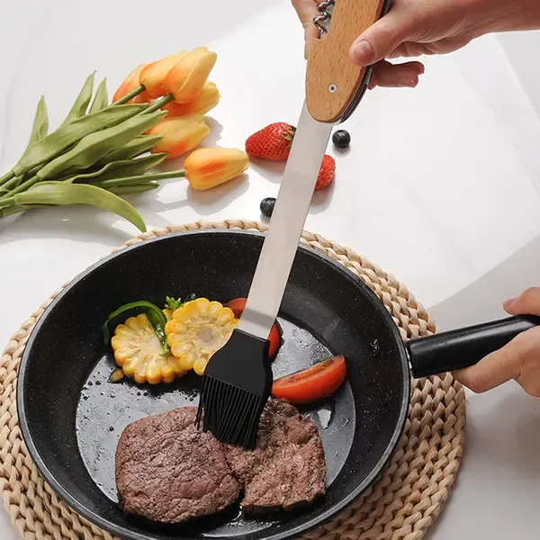 5-in-1 Foldable Stainless Steel BBQ Grill Multitool with Spatula, Fork and Bottle Opener for Camping, Picnics and Backyard Grilling — image 4