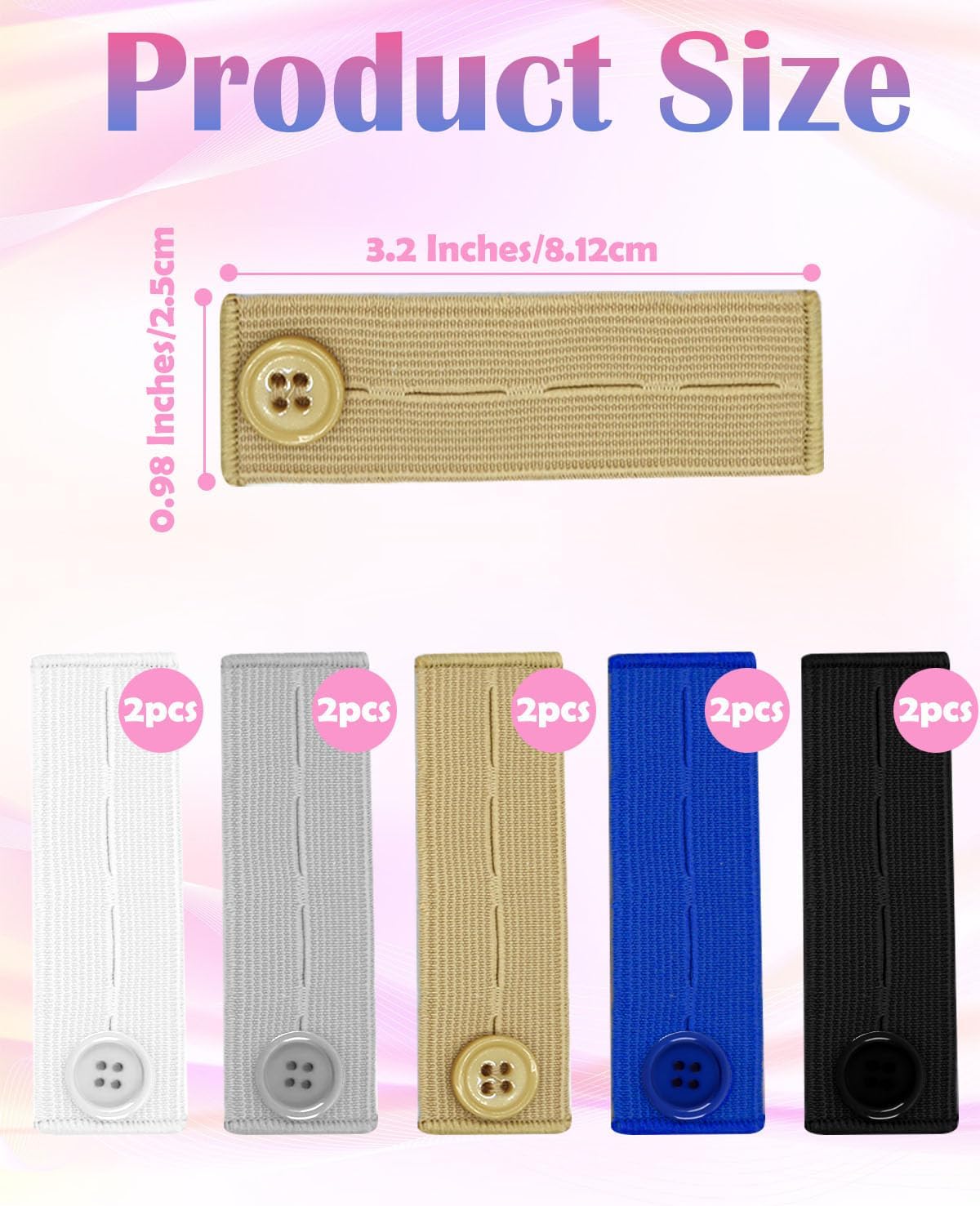 10Pcs Button Extenders for Jeans,Waistband Extenders for Women Men Pants Elastic Band Pants Button Extender Adjustable Waistband Extenders No Sew Jeans Waist — image 2