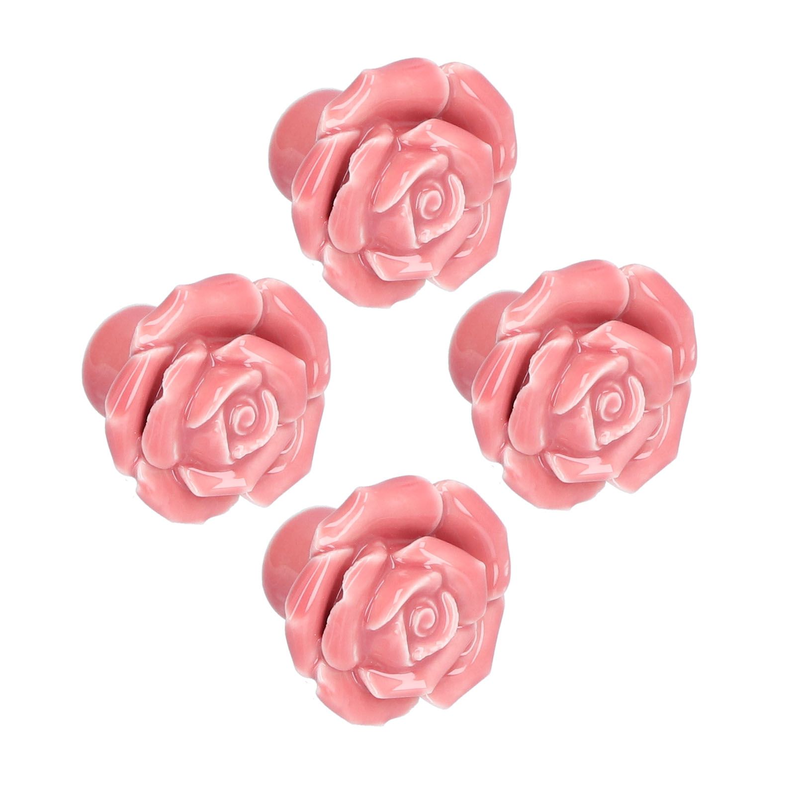 4 Set Rose Shaped Handle Modern Ceramic Cabinet Knob for Home Living Room BedroomPink โ image 6