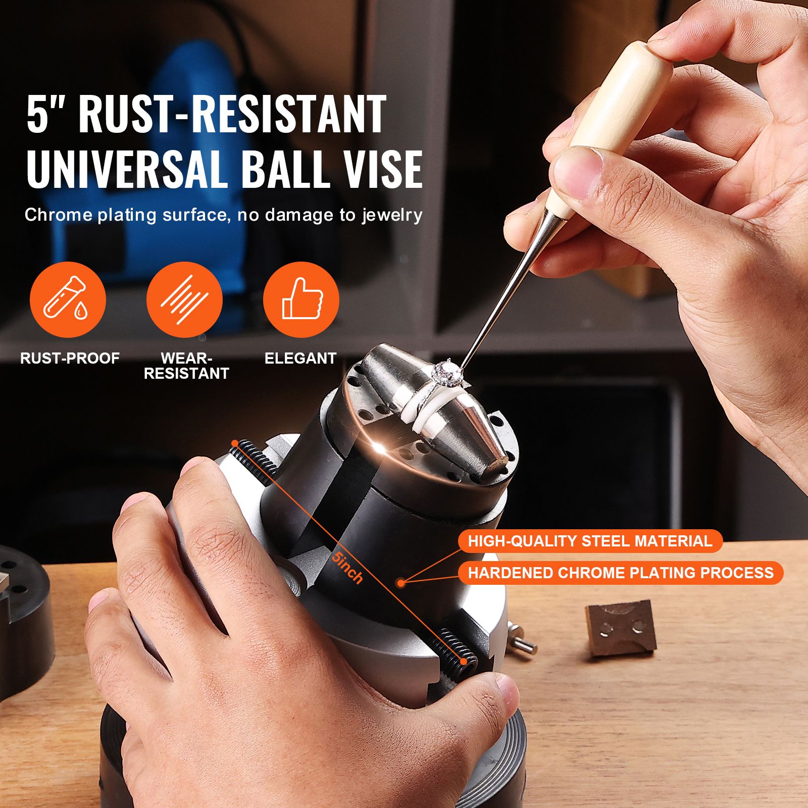 Engraving Block 5 inch Ball Vise Setting Jewelry Ball Vise Engraving with 34PCS Attachment and Rubber Base — image 2