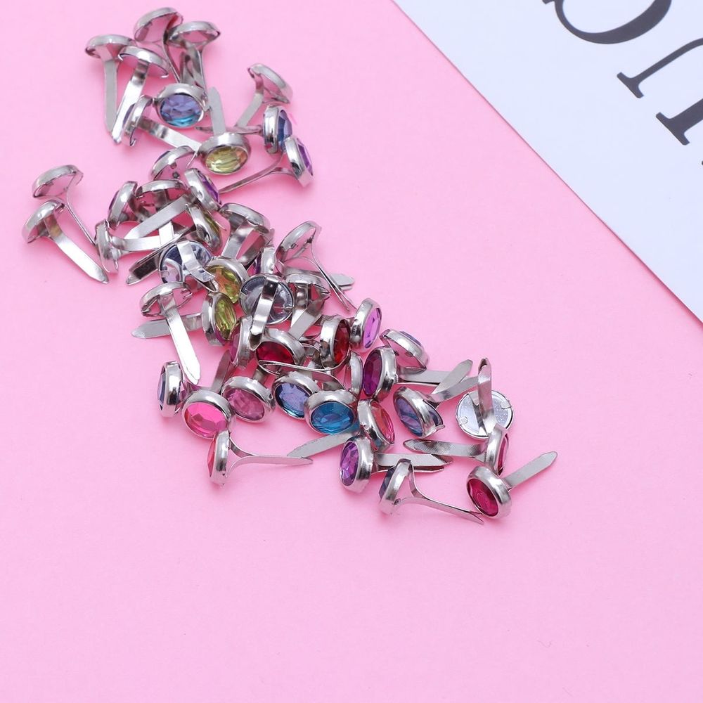 Metal Brads Assorted Colors Easy to Install for Paper Crafts 50Pcs
