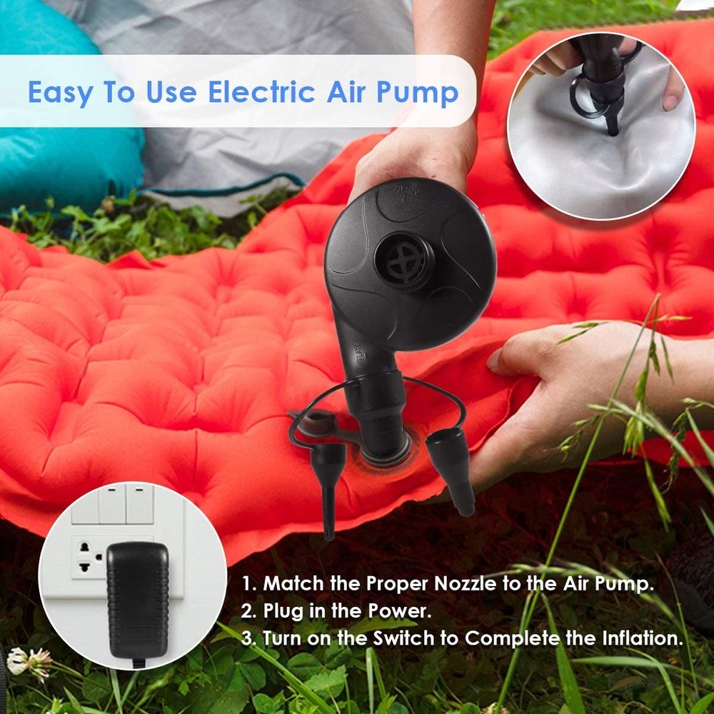Electric Air Pump, 60W Power Air Pump Inflator with 3 Nozzles, Fast Filling Air Pump for Air Mattress, Swimming Rings, Airbeds, Rafts