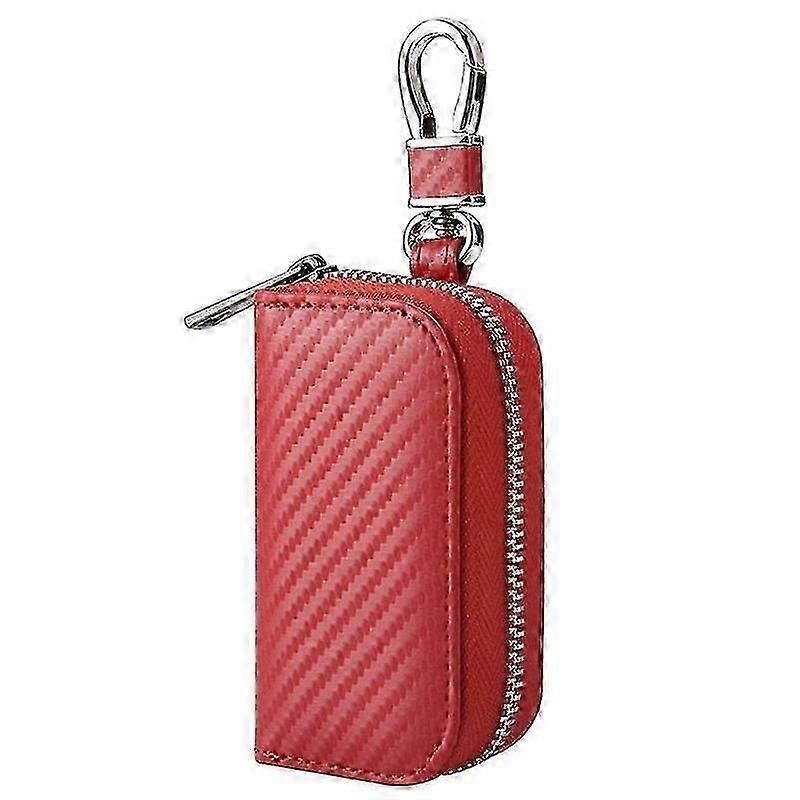 RFID Protection Faraday Bag, Carbon Fiber Key Fob Signal Blocking Pouch - Red
