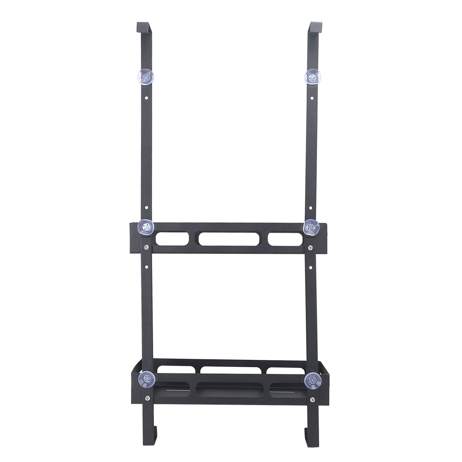 Bathroom Hanging Organizer Black Space Saving Iron Waterproof Multifunctional Shower Hanging Storage Caddy for Bath Products Shampoo Conditioner Model B Double Layer