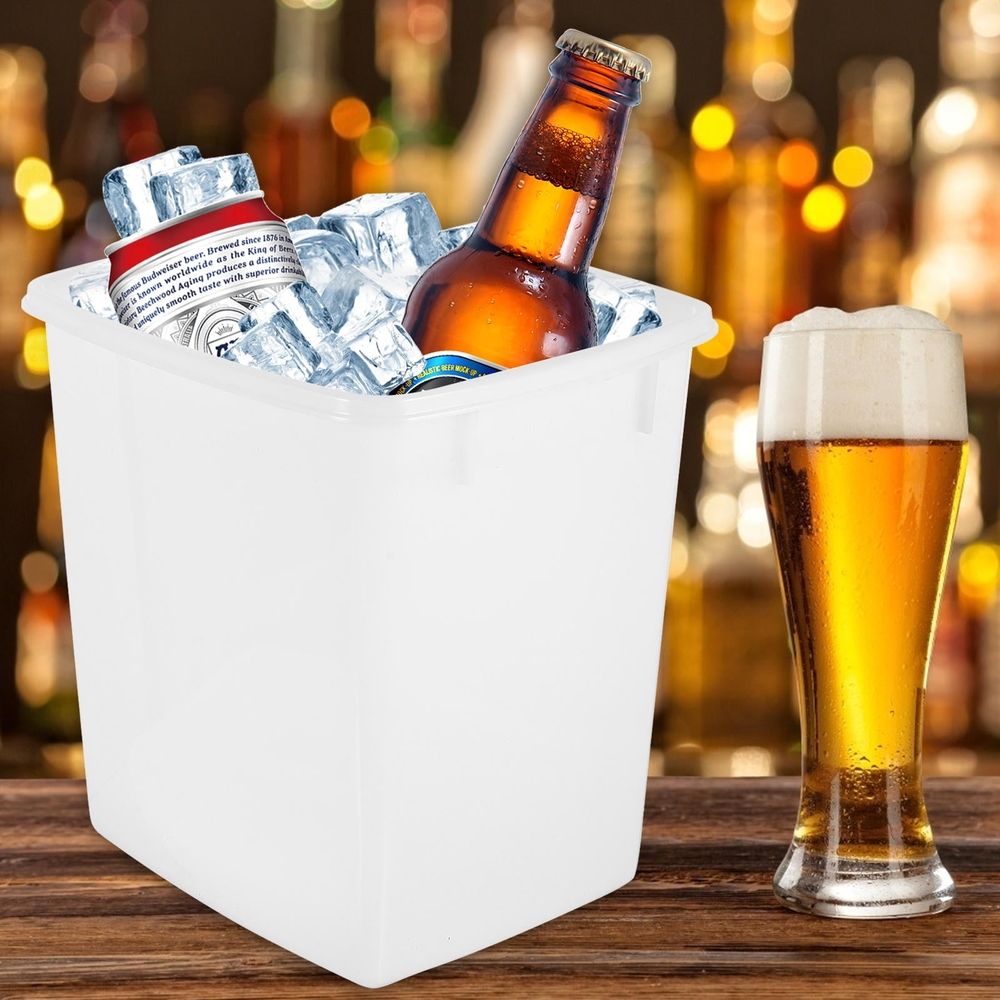 Plastic Storage Bin with Lid, Cold Beverage Container Bucket for Drinks and Party Use