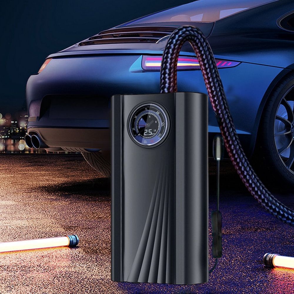 Electric Car Air Pump,Portable Tire Pump for Cars,Temperature Overheat Protection,Automatically Monitor and Adjust Air Pressure,Cordless Tire Inflator for Car, Bike, Motorcycle(3.3x7inch)