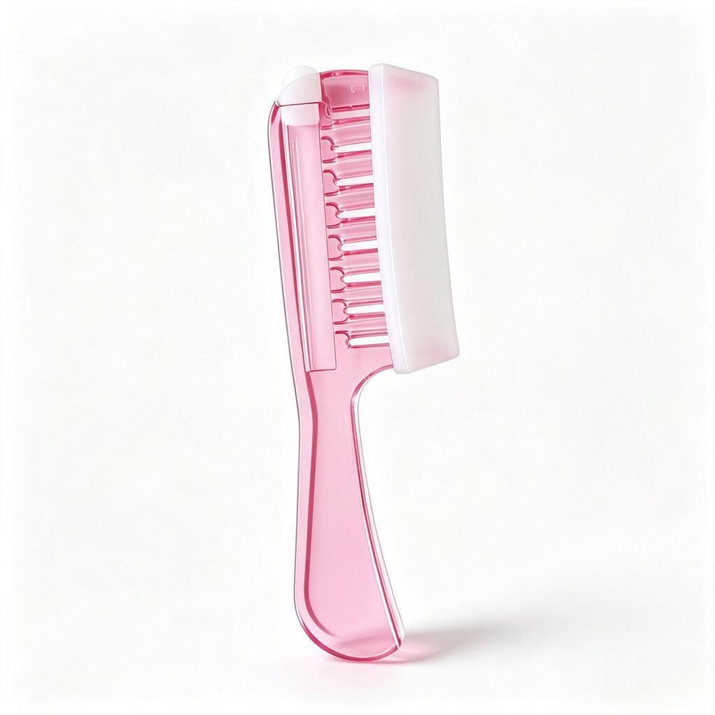 Pink Solid-Body Scalp Massager Brush Oil Serum Applicator No-Hole Detangling Comb with Box Portable Head Spa Tool