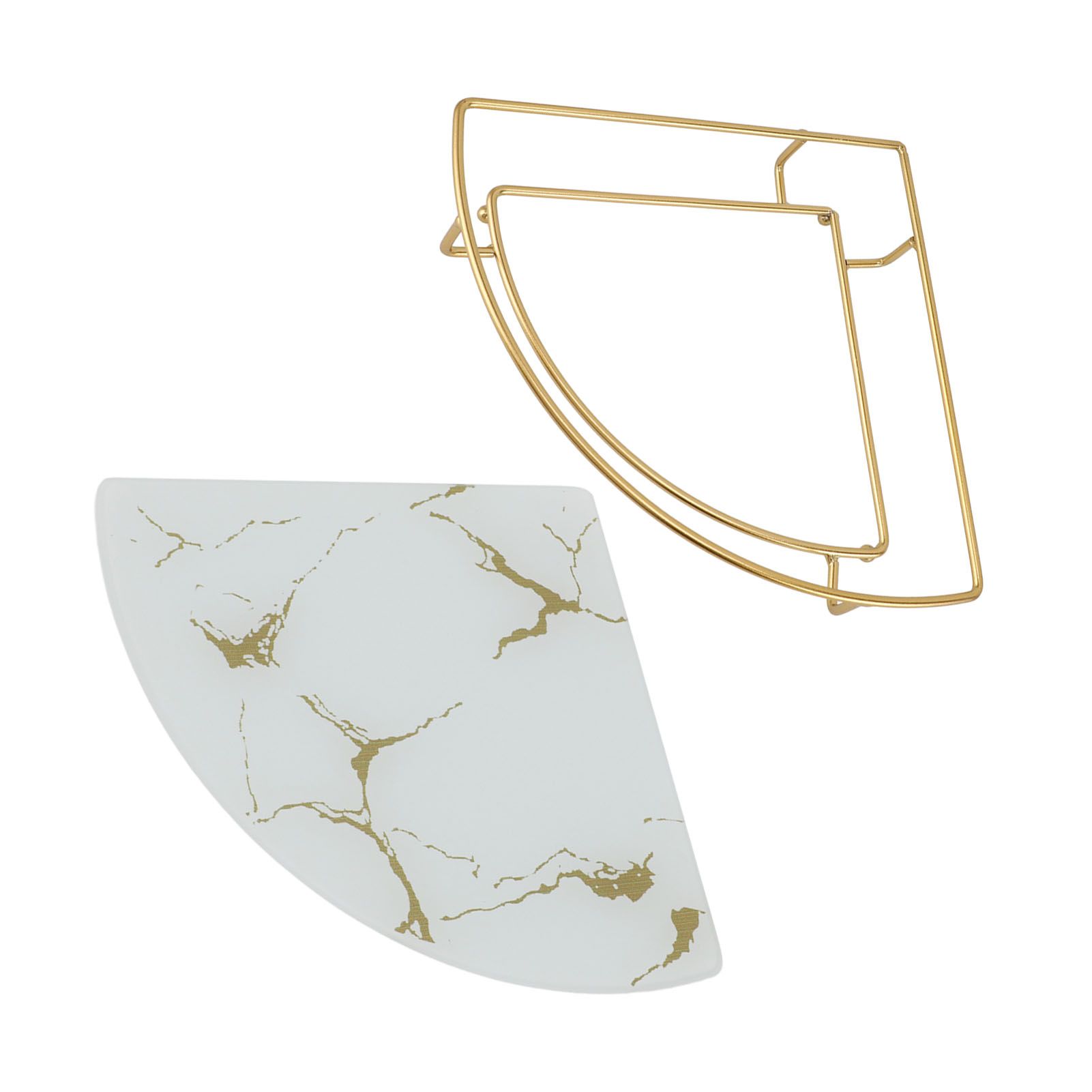 Bathroom Storage Tray Light Luxury Decorative Golden Texture Triangle Bathroom Organiser Tray for Soap Towel Paper Napkins Jewellery Makeup White