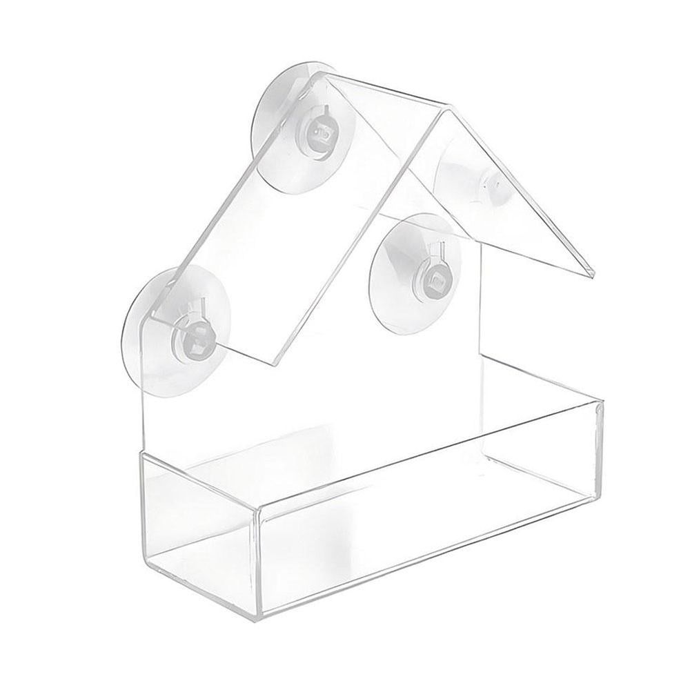 Generic Window Bird Feeder with 3 Strong Suction Cups and Seed Tray, Clear Acrylic, Outdoor, Small, Wild, Window, Hanging, Birdhouse for Helping Wild Birds