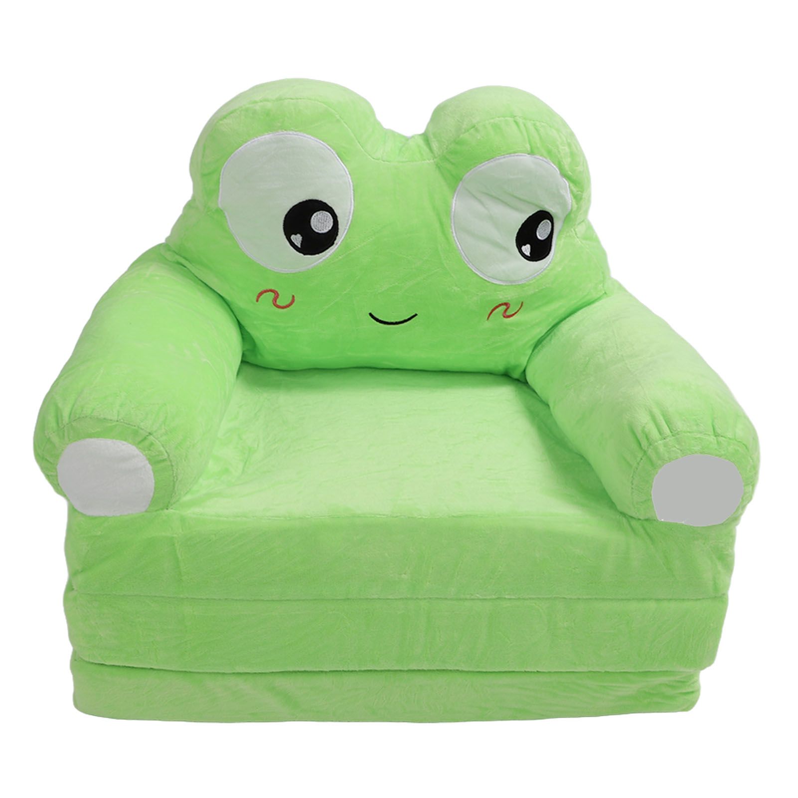 Foldable Kids Sofa Cute Cartoon Design Short Plush Soft Comfortable Portable Children Couch for Home Frog