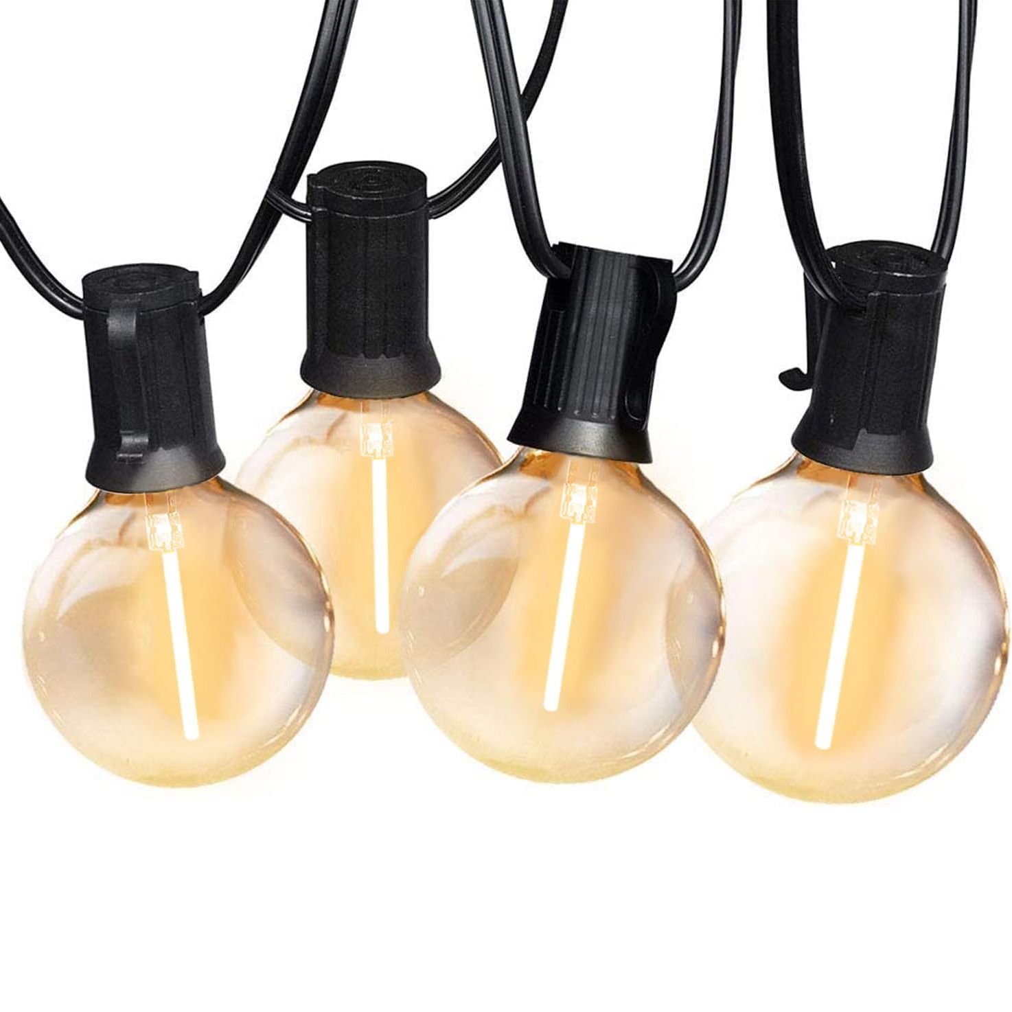 100FT Outdoor Globe String Lights with 50 Warm White Bulbs - Waterproof & Shatterproof LED Festoon Lights, Replaceable E12 Base for Patio Garden Party Camping (Free 4 Spare Bulbs)