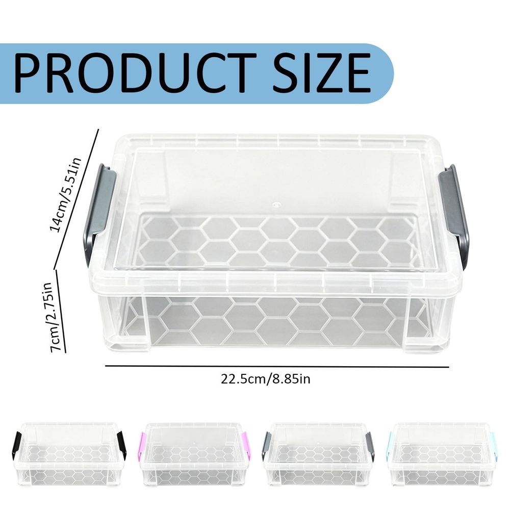 1Pc Large Pencil Box,Plastic Pencil Case Crayon Box,Clear Marker Organizer Plastic Containers with Lid,Stackable Storage Box for Art Craft,Pen,Home and Office Supplies,8.85x5.5x2.75 inch(Black)