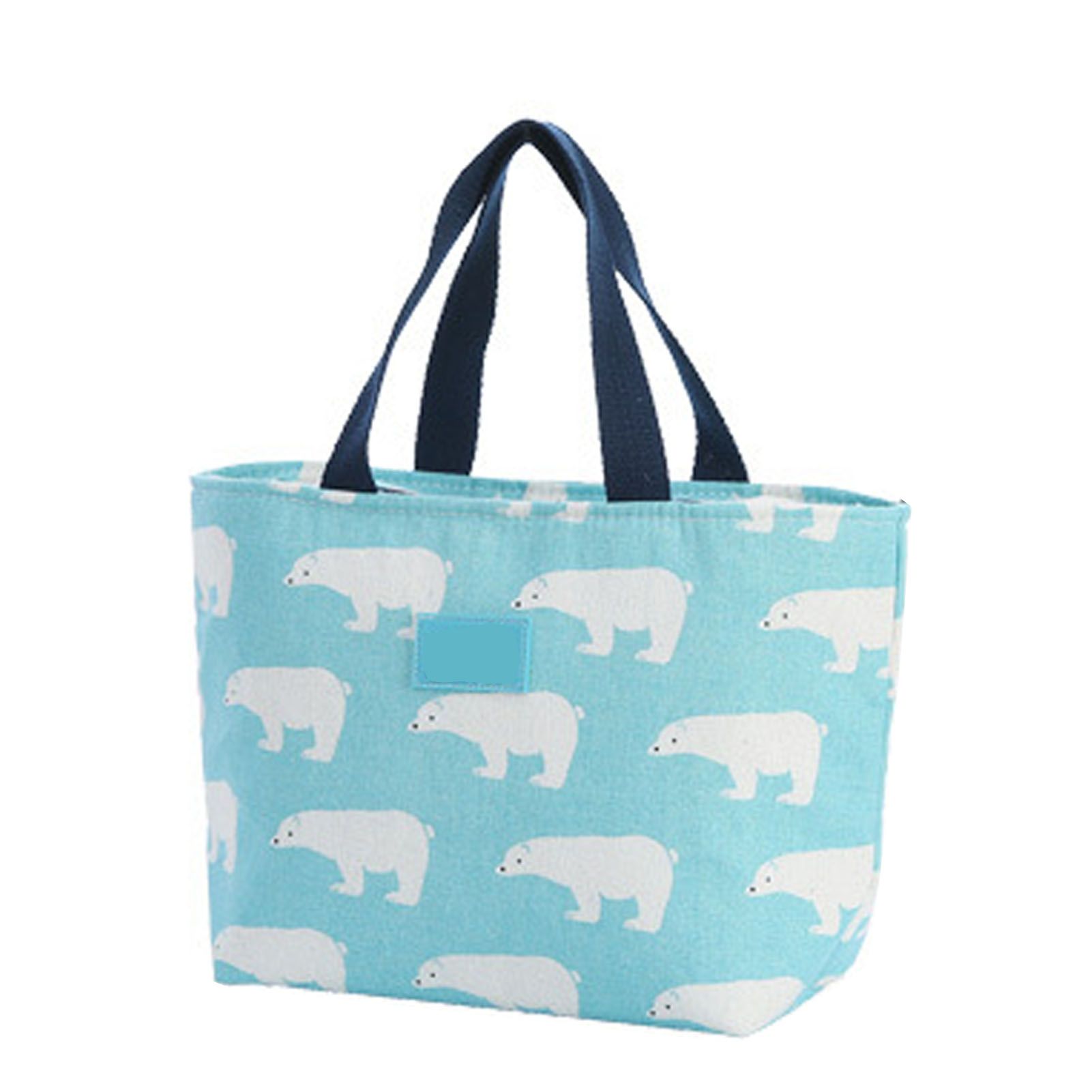 Lunch Bag Tote Insulated Aluminum Foil Lined Nordic Style Cotton Linen Cloth Portable Handheld for Student