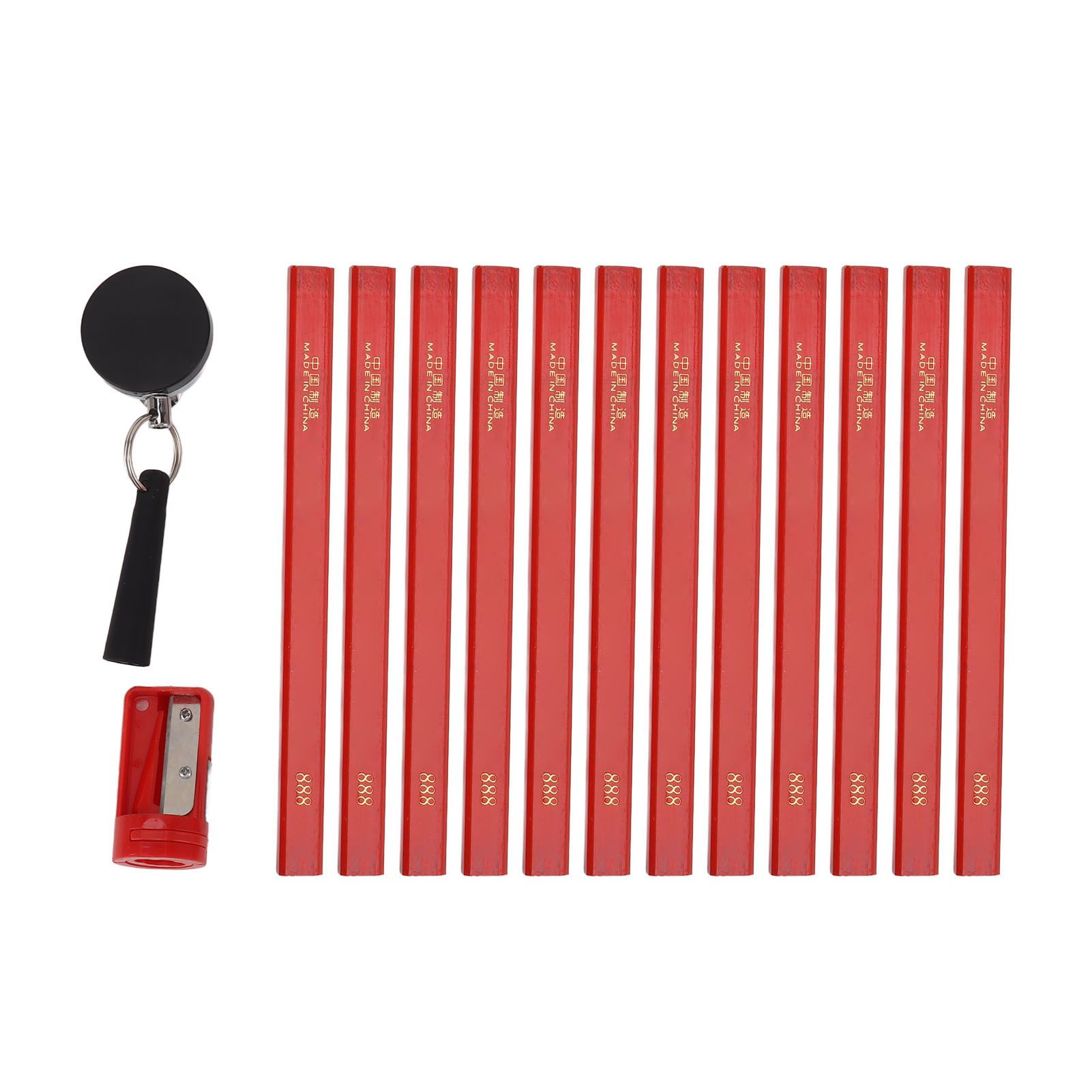 7 Inches Carpenter Pencil Set Octagonal Mark Pencils with Sharpener Retractable Pen Holder for Woodworking Construction