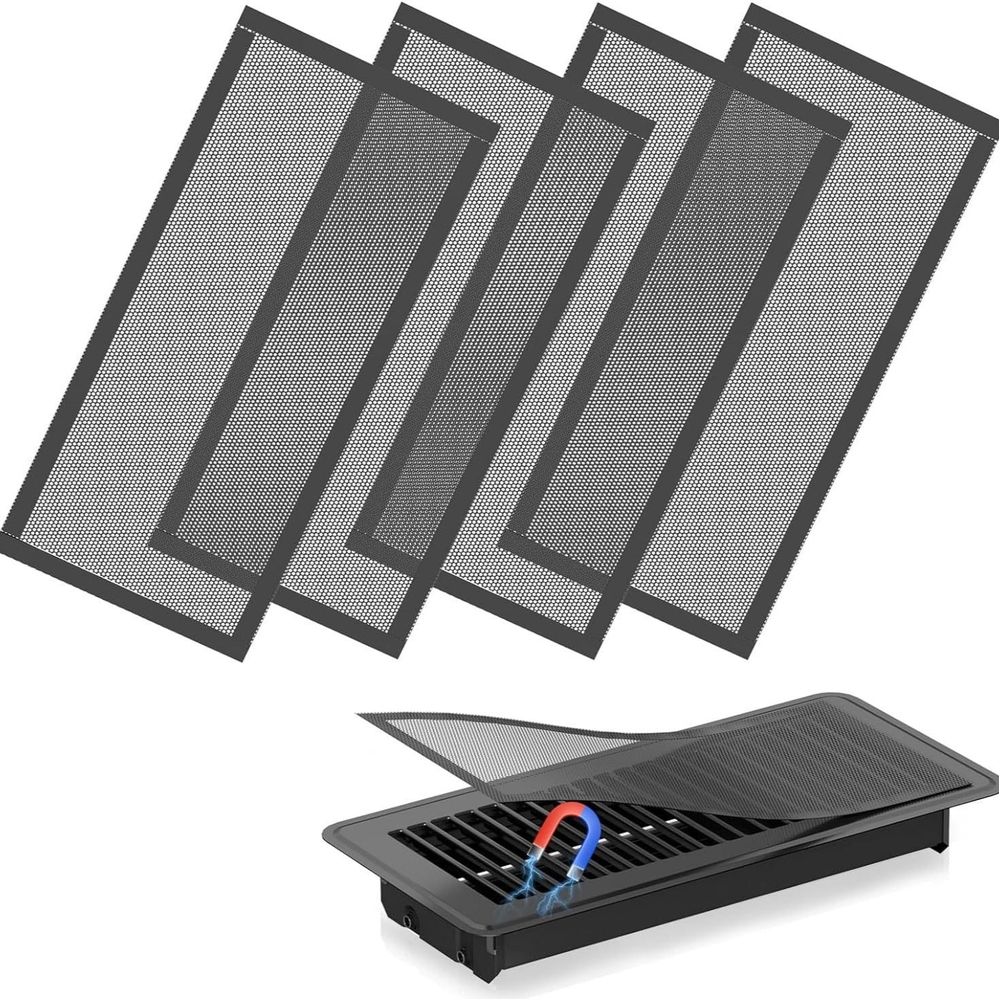 Rectangular Magnetic Vent Mesh Screen, Floor Register Vent Cover, Reusable Ventilation Trap to Block Debris and Unwanted Insect Entry