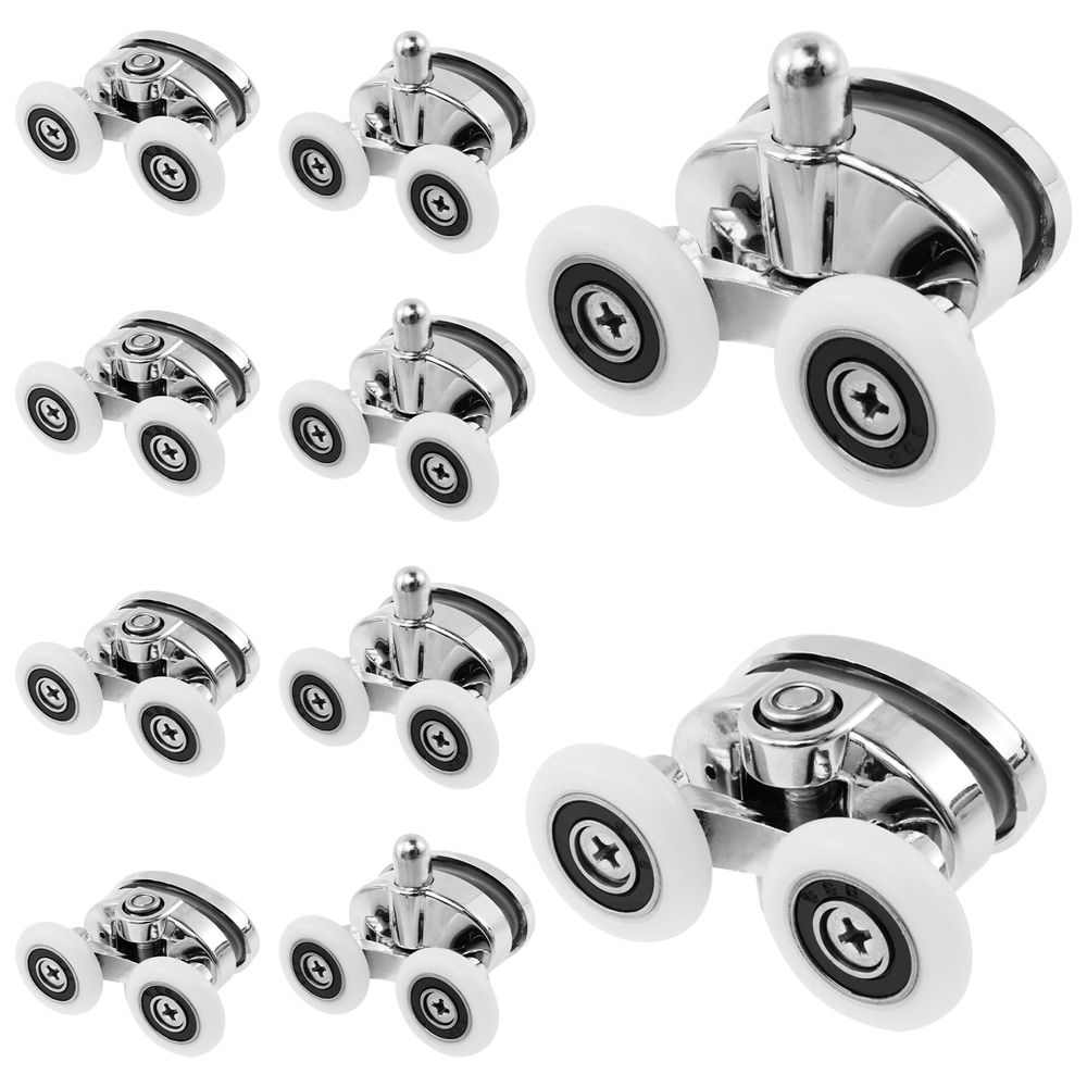 10PCS Shower Door Rollers Load Bearing Shower Door Wheels Quiet Shower Glass Door Wheels Practical Shower Door Runner Wheels Top and Bottom Rollers for Bathroom Shower Doors