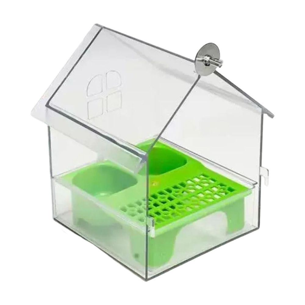 Peony Feeder Roof Bath Basin for Garden Birds, Transparent Weather-Resistant Water and Food Station, Easy to Clean, Decor Gift for Bird Enthusiasts