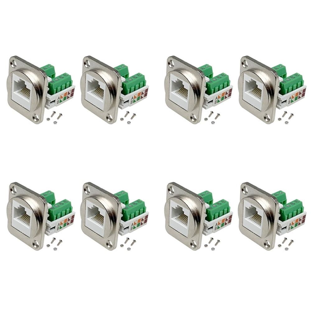 8PCS RJ45 Panel Mount Screw Terminal Adapter, RJ45/8P8C Female Panel Mount Connector, RJ45 Solderless Terminal Extender,8x RJ45 Panel Mount Screw Terminal Adapter,Silver