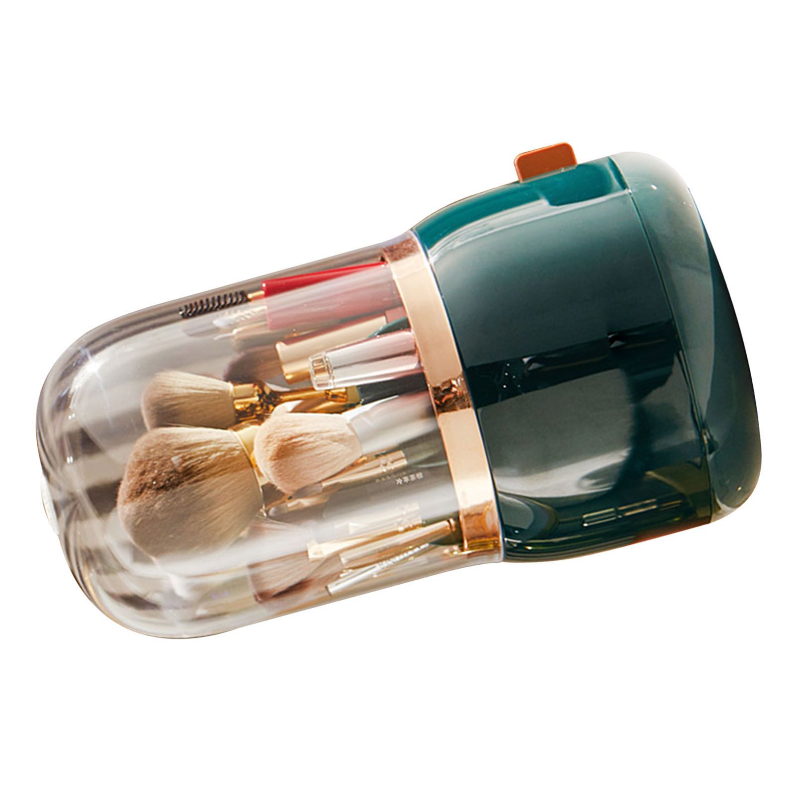Makeup Brush Holder Multifunctional Brush Organizer Home Rotating Dustproof Cosmetic Make Up Brushes Container Blackish Green