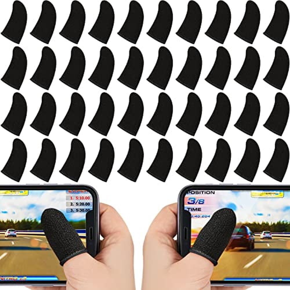 120 Pcs Finger Sleeve for Gaming Anti Sweat Game Controller Thumb Sleeve Breathable Finger Covers Touchscreen Gaming Gloves for Mobile Phone Game,4 Designs(Black)