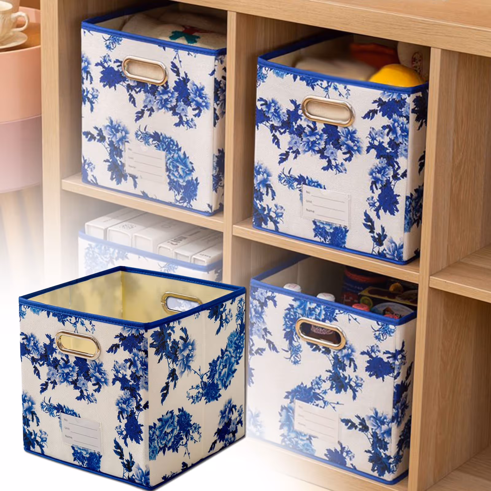 Gifts Storage Cube Bins Toy Boxes For Decoration Foldable Fabric Toy Chests Storage Gifts Organization Containers Blue Home Textile Storage