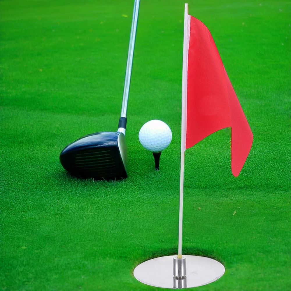 Golf Hole Cups with Red Flags, Stainless Steel & Oxford Cloth, Easy to Install, 4 Sets for Golf Course Practice