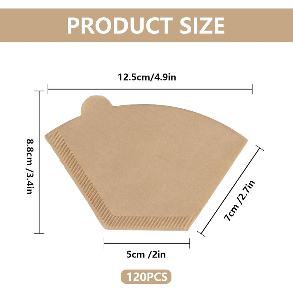 100 Count Cone Coffee Filters, Coffee Filters Cone Natural Unbleached Paper Coffee Filter for Pour Over, Drip Coffee Maker, 1-2 Cup, Coffee Paper Filters for Ninja Coffee Maker