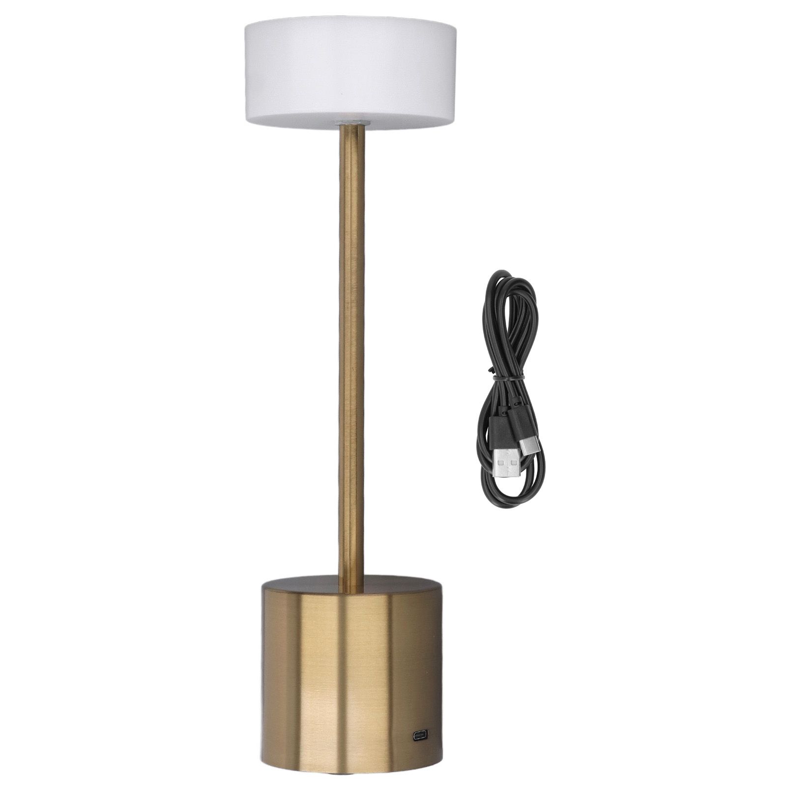 Cordless Table Lamp Touch Control Stepless Dimming 3 Light Modes 2000mAh USB Charge LED Desk Lamp for Bedroom Office Gold Color
