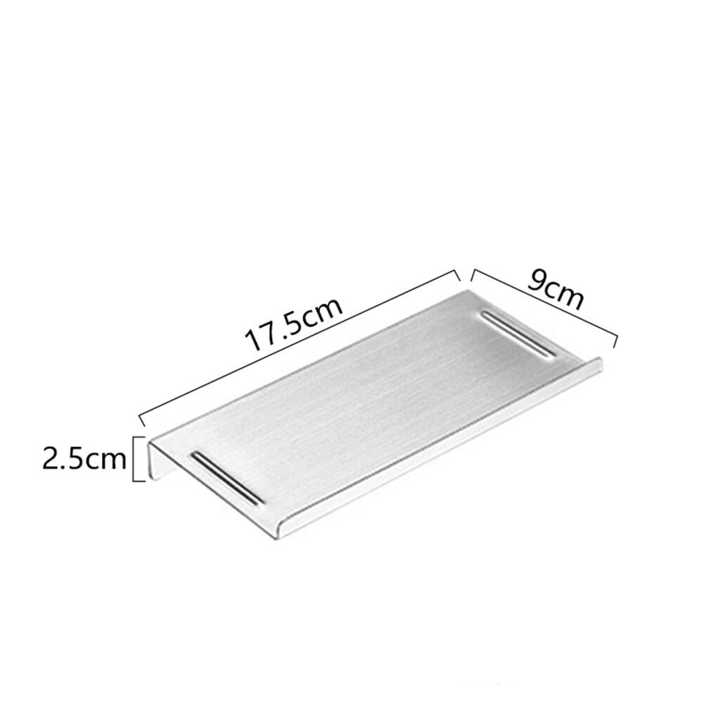 1-Pack Grey Rectangular Stainless Steel Storage Rack for Bathroom Organization and Phone Holder