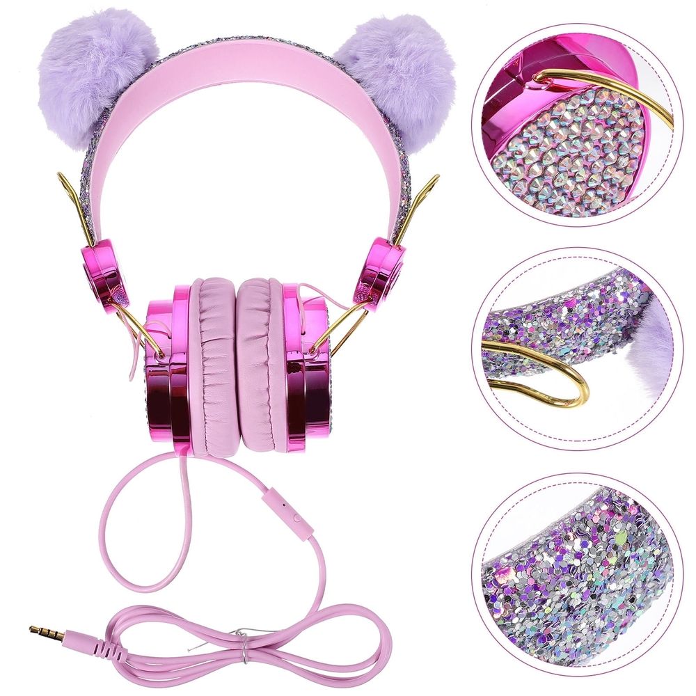 Plush Ear Headphones for Girls with Volume Limiting Feature, Comfortable Back to School Audio Accessory