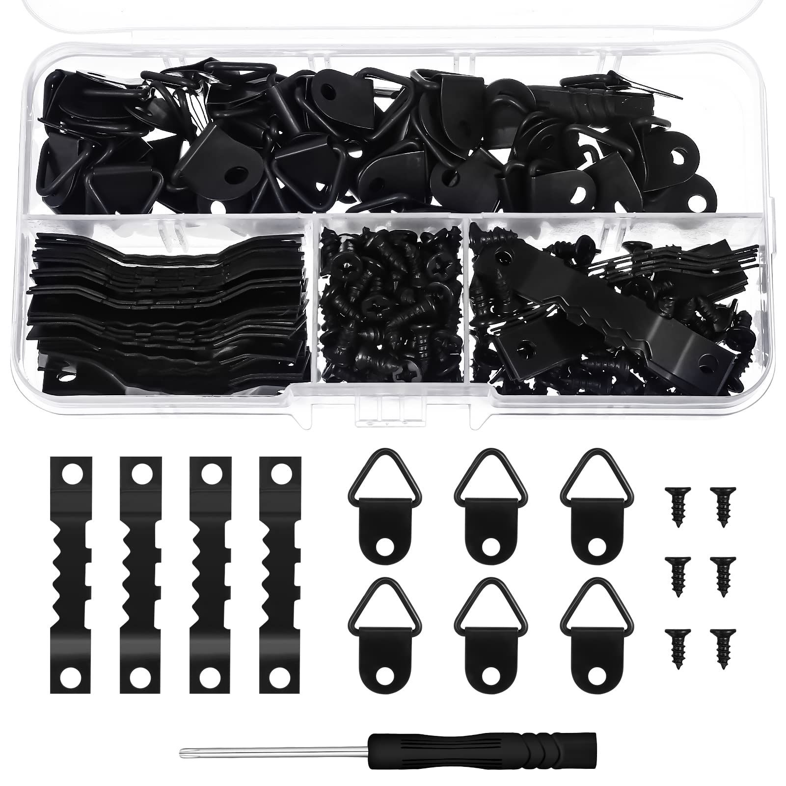 251 Pcs Picture Hanging Kit Include Sawtooth Picture Frame Hanging, Frame Picture Turn Buttons, Pieces Screws and Screwdriver