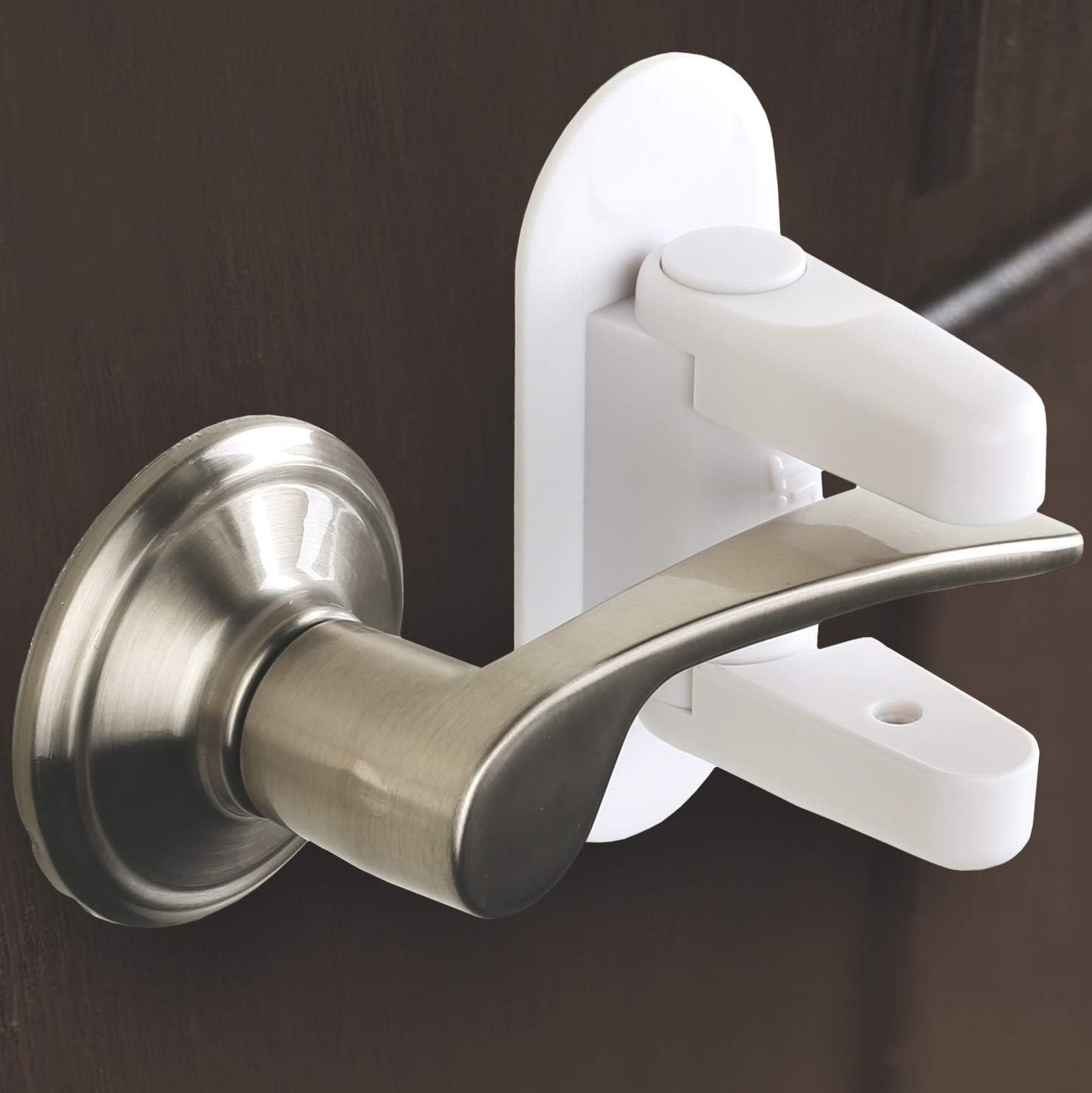 2 Pack Door Lever Lock Child Proof Doors and Handles with 3M Adhesive, Child Safety Lock for Door Handles Kids Toddlers