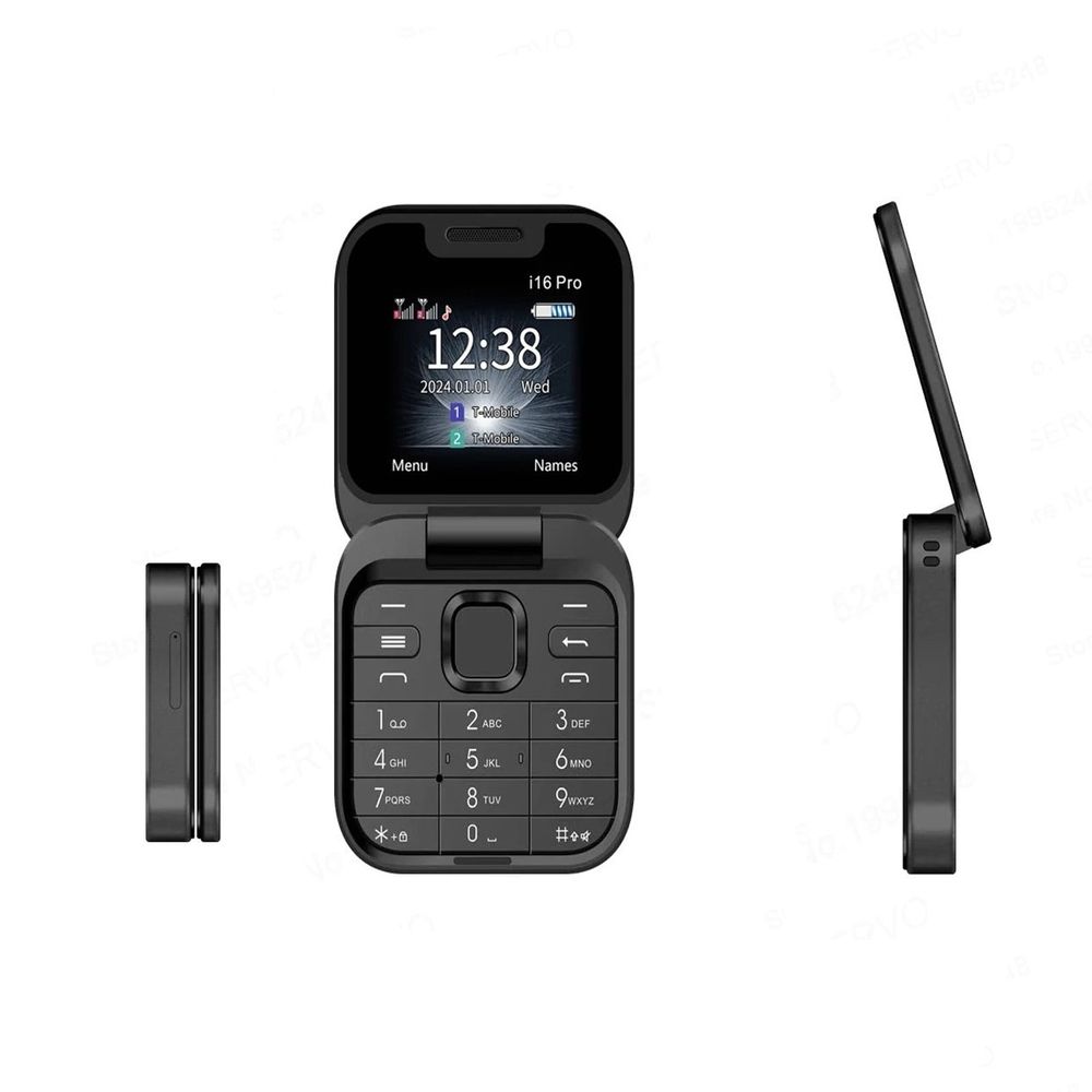 Senior Flip Phone with Dual SIM - Easy-to-Use Elderly Cell Phone, Large Buttons, Loud Sound, 1.3MP Camera & LED Flashlight - Includes 1400mAh Battery, Data Cable